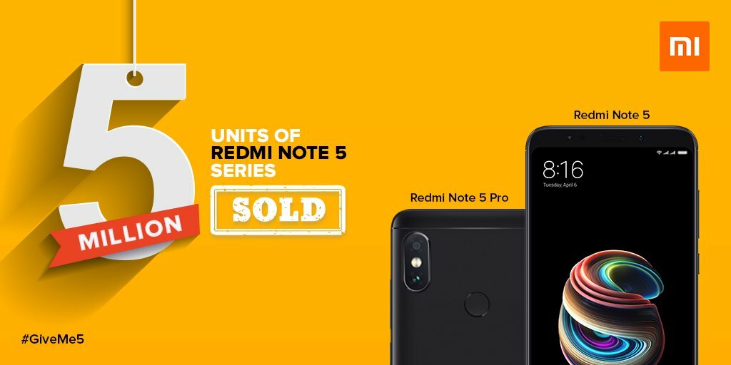 Xiaomi Sell more than 5 Million Units of Redmi Note 5 and Note 5 Pro
